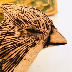 Vintage Artisan Carved Wood Bird Decor